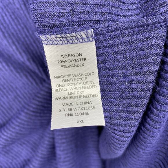Market & Spruce Hoodie XXL Purple Knit Stretch Hooded Long Sleeve Ribbed Sweater - Picture 7 of 8